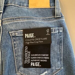 Paige Women's Blue High Rise Crop Flare Jeans